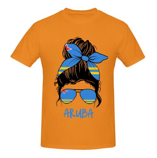 Aruba Flag Girl T-Shirt White Short Sleeve for Women Holiday National Day Clothing Streetwear