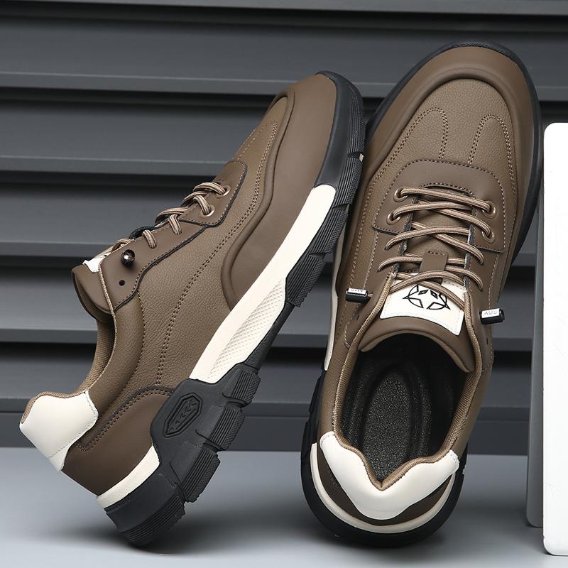 Fashion Male Comfortable Casual Shoes Leather Lace-Up Flats Mens Lightweight Sneakers New Male Driving Shoe Outdoor Men's Skate Shoes