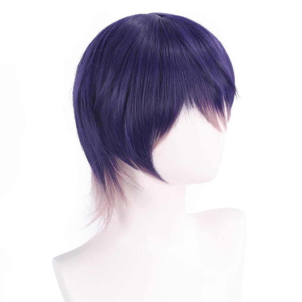 Kenmochi Toya Cosplay Wig, Purple Gradient Short Heat Resistant Synthetic Hair for Halloween Party