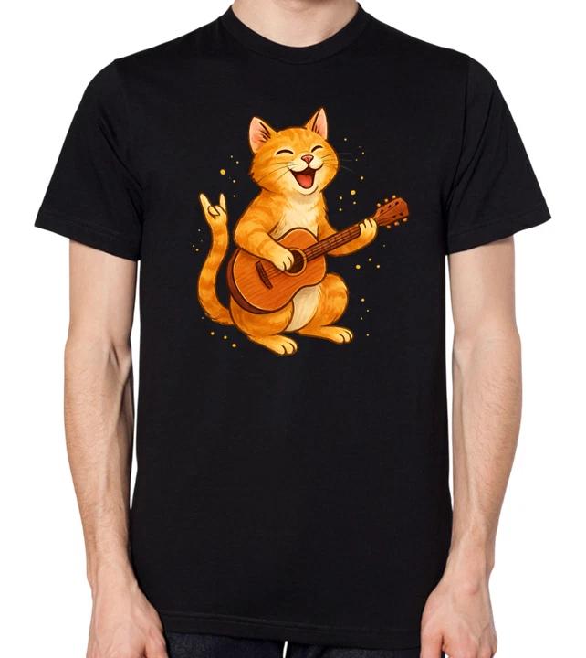 Унисекс Футболка Кот Играет На Гитаре XXL