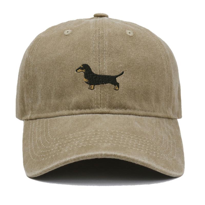 Pc Washed Dachshund Dog Embroidery Baseball Cap Unisex Adjustable Curved Brim Dad Hat Dog Lover Casual Sun Hat Pet Owner Gift