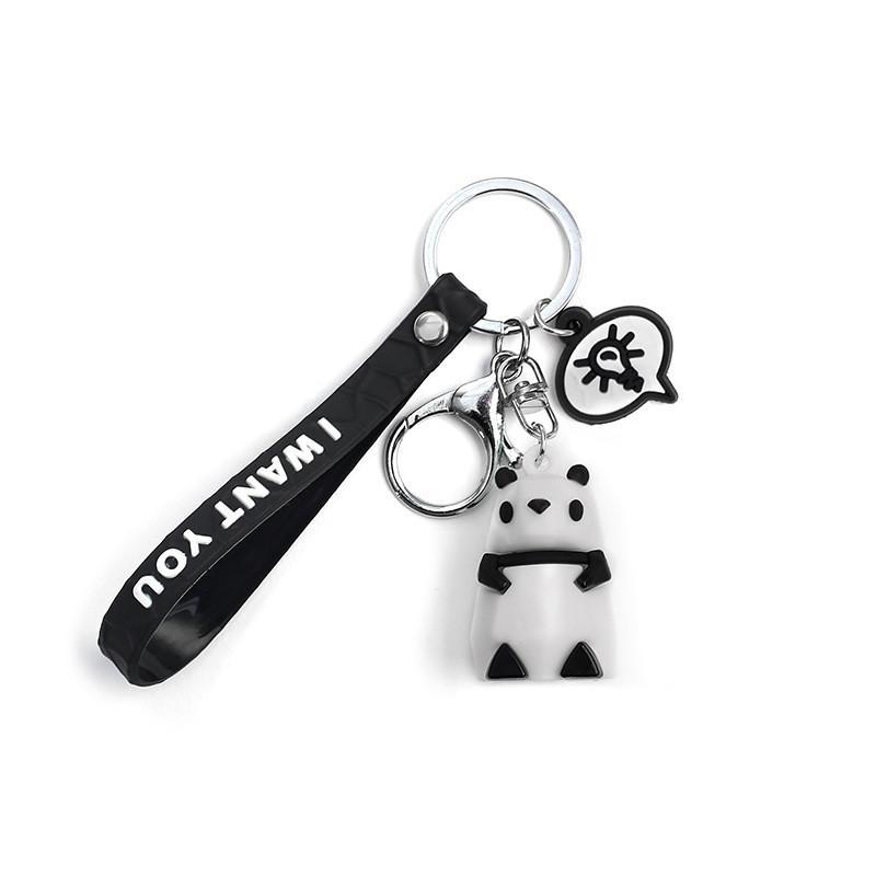 Adorable Geometric Cartoon Silicone Keychains Cute Animal Bag Accessories