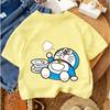 2026 Casual Round Neck Boys and Girls Summer T-Shirt Doraemon Fashion Cartoon Design
