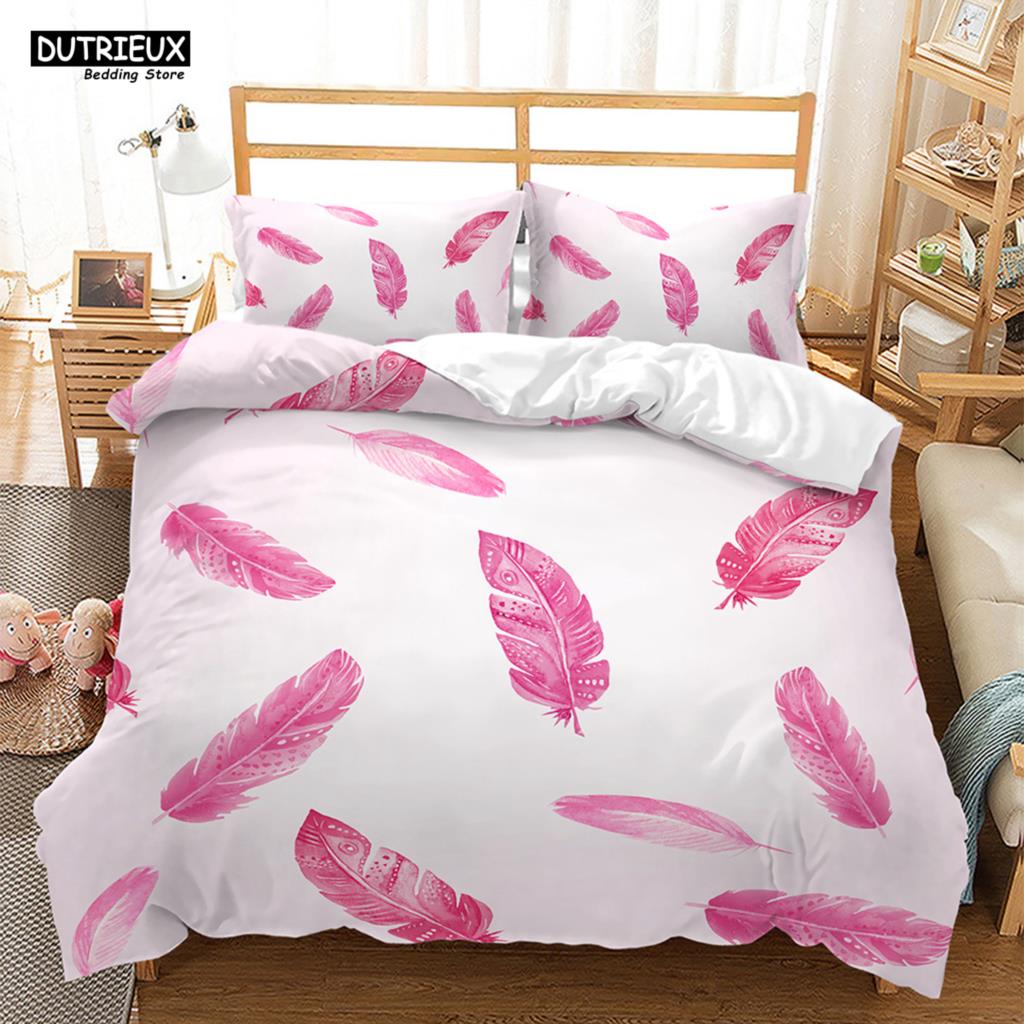 Comforter Luxury Feathers Bedding Set Colorful Soft Animal Feather King Queen Single Size S For Women
