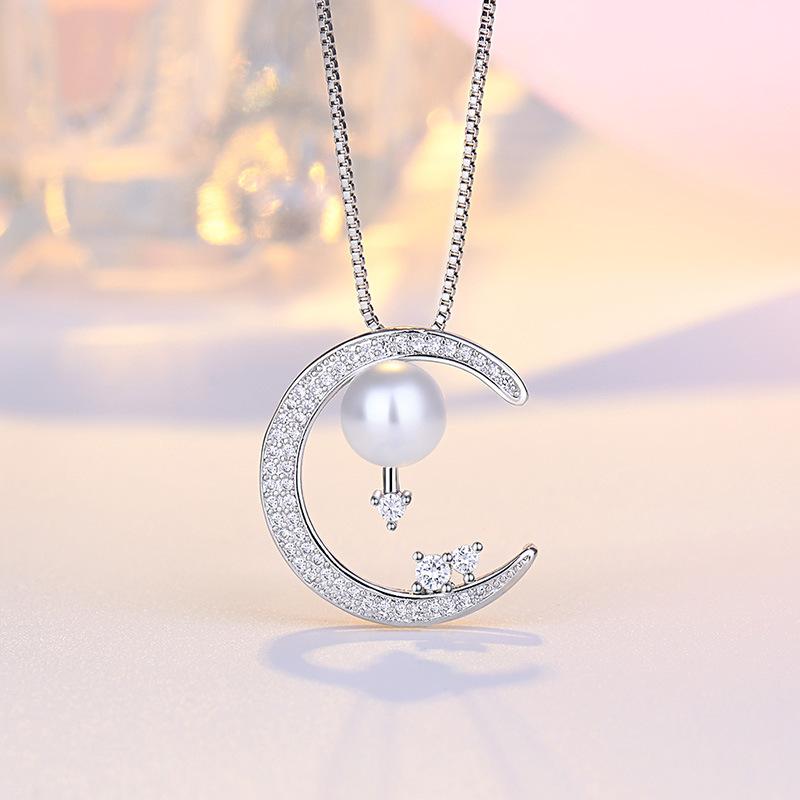 925 Sterling Silver Necklace Pendant 5A Zircon Moon High Quality Fashion Jewelry For Women Men Wedding Birthday Party GiftGood Product