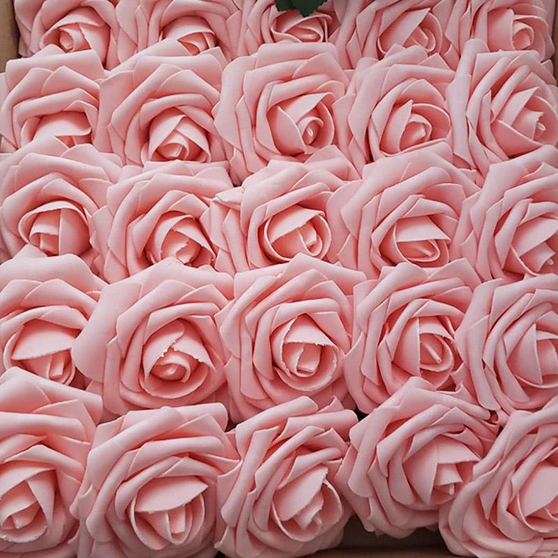 25Heads 8CM Artificial PE Foam Rose Flowers Bride Bouquet Flower For Wedding Party Decorative Scrapbooking DIY Flower