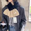 Colorblock Knit Small Scarf: Women's Autumn Winter Korean Style, Warm & Versatile for Students & Couples, Solid Color Snood