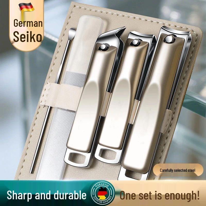 Portable Nail Clipper & Manicure Set with Angled Clippers, Scissors, and Ear Pick Tool