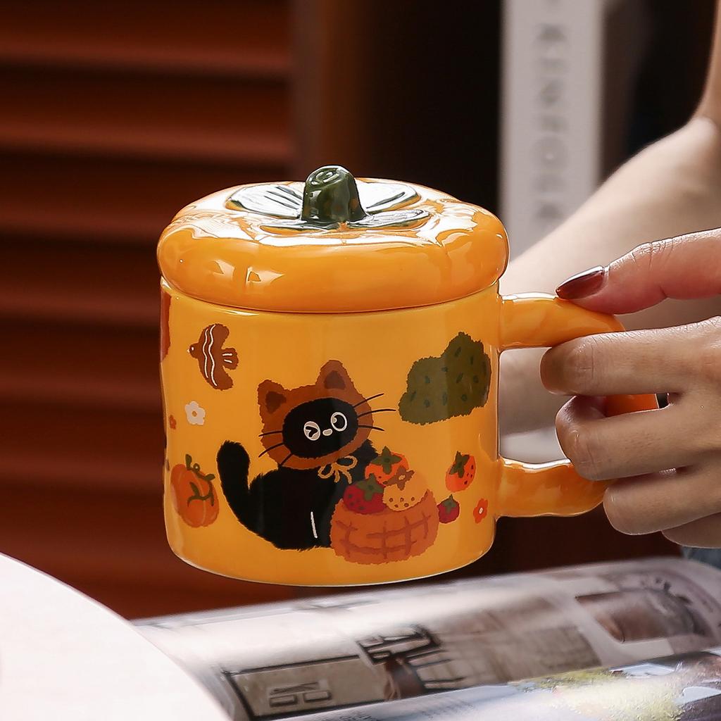 Ceramic Cup with Lid, Cute Tomato Mug, Niche Creative Water Cup, Personalized Birthday Gift for Girls