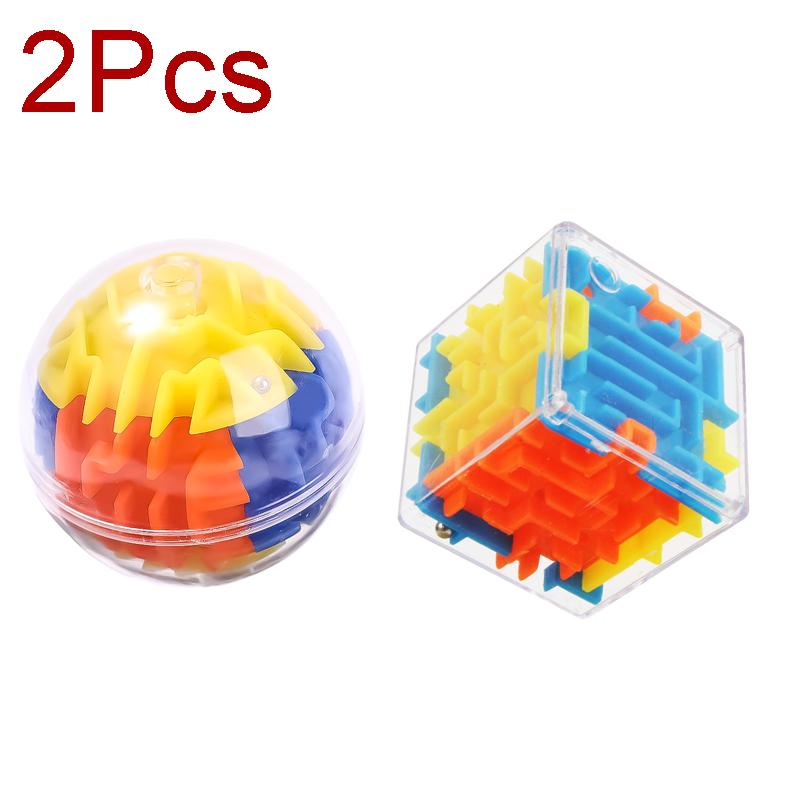 1-2Pc 3D Mini Maze Magic Cubes Puzzle Speed Cubes Rolling Ball Magic Cubes Maze Toys For Children Kids Educational Toys 4Cm Cube