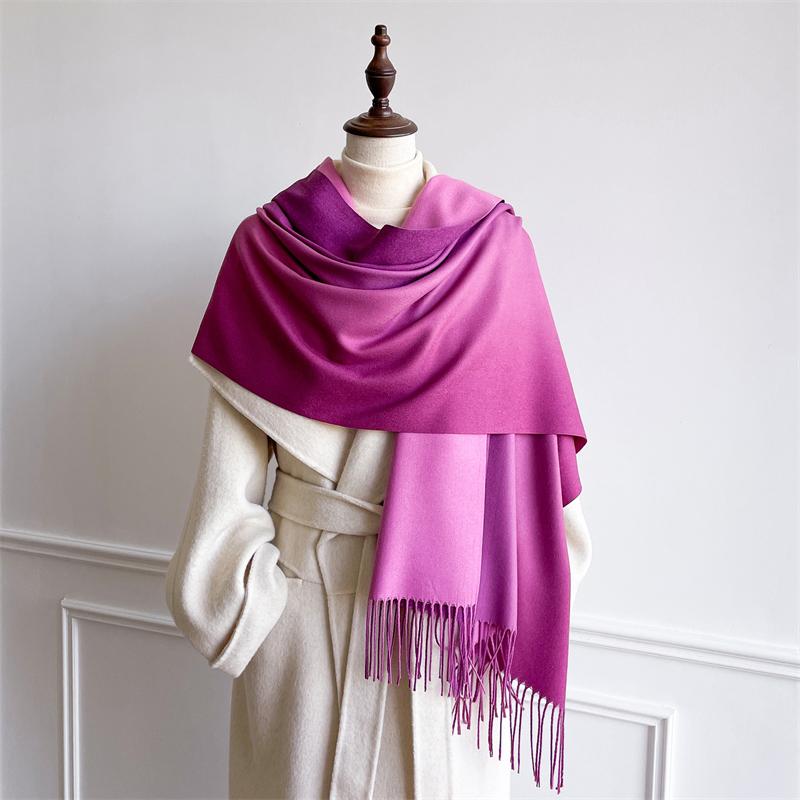 Luxury Winter Cashmere Scarf Women Gradient Handkerchief Warm Pashmina Female Shawl Wrap Soft Pareo Bufanda Winter Hijabs Stole