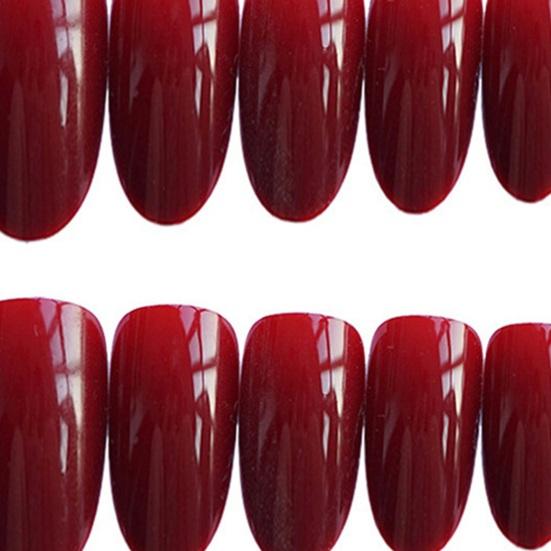 24Pcs Gel Fake Nails with Glue Removable Full Cover Wine Red French Tips DIY Nail Art