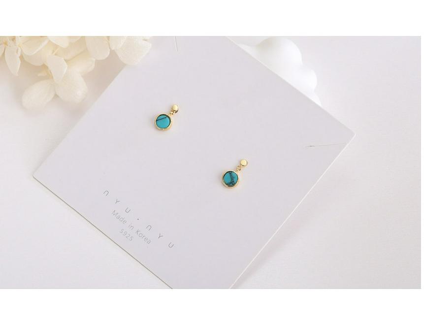 S925 Silver Turquoise Earrings - Simple Korean Style, Retro Design for Women