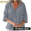 Moda Donna Casual Stampa Tinta Unita Maniche 3/4 Scollo a V Camicie & Bluse
