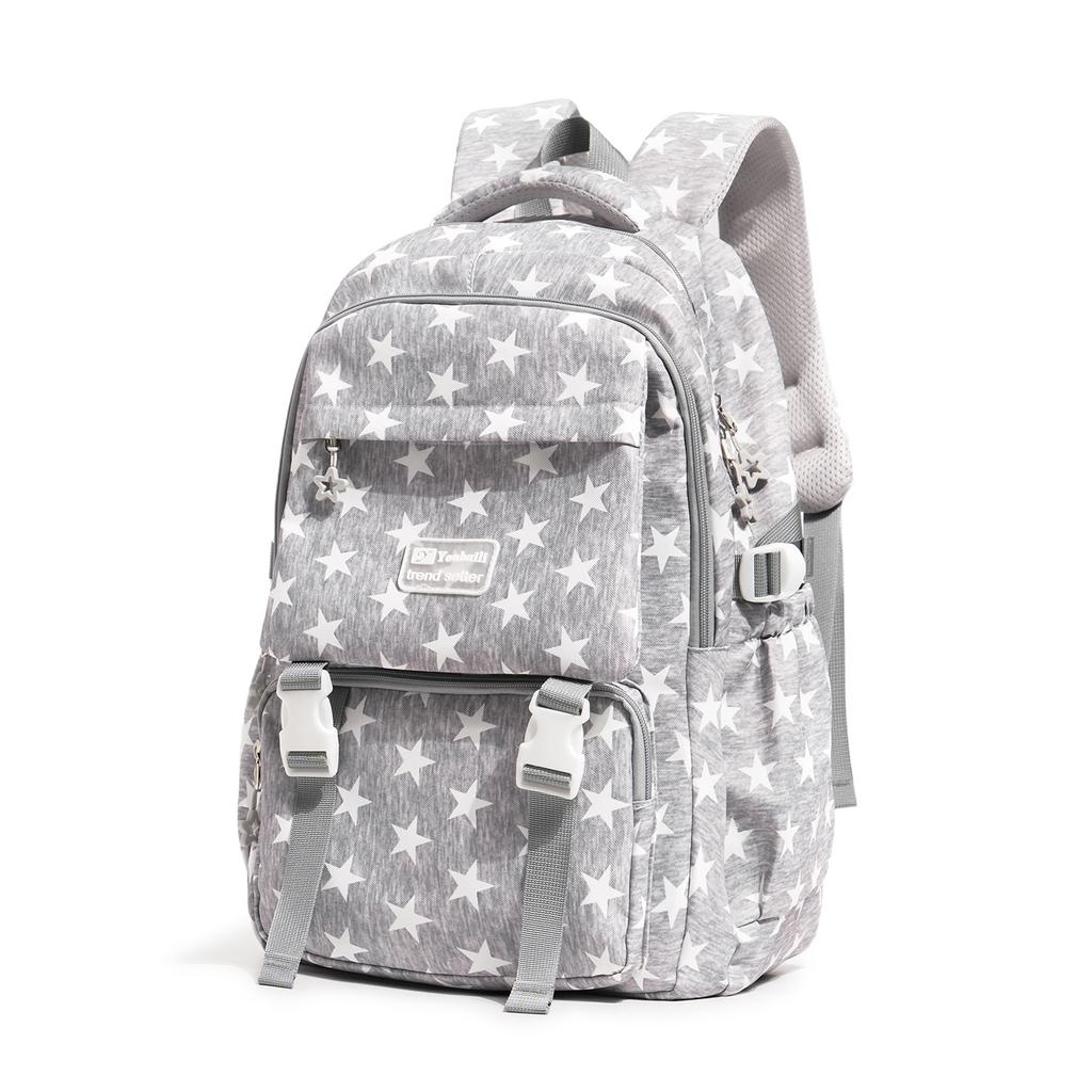 Schoolbag Salt Linen Yarn Texture Star Printing Casual American Backpack Junior High School Sports Student Class Sports Bag
