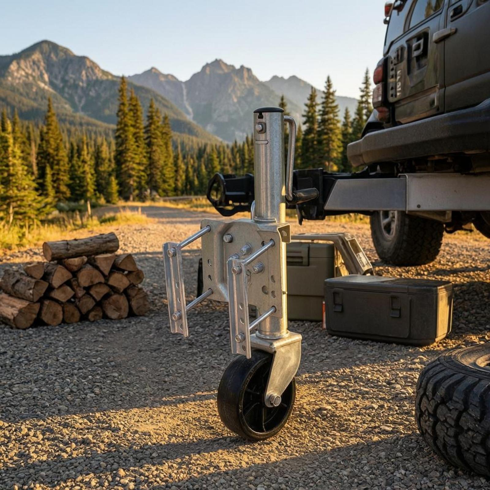 Folding Trailer Jack Support Bracket with