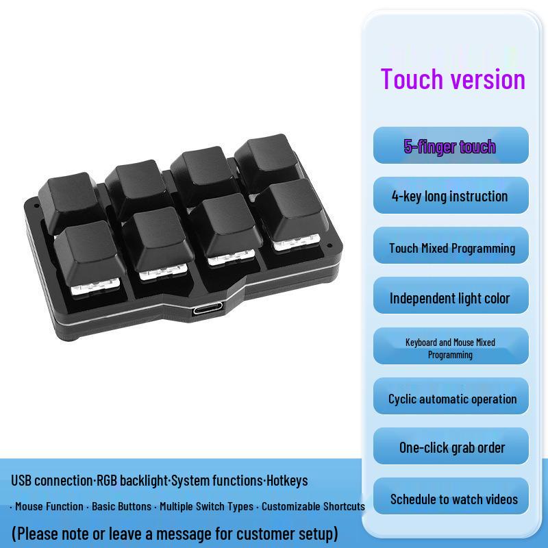 USB Custom Compact Mechanical Keyboard: 8-Key Programmable Macro Shortcut for Password Entry and Game Assistance