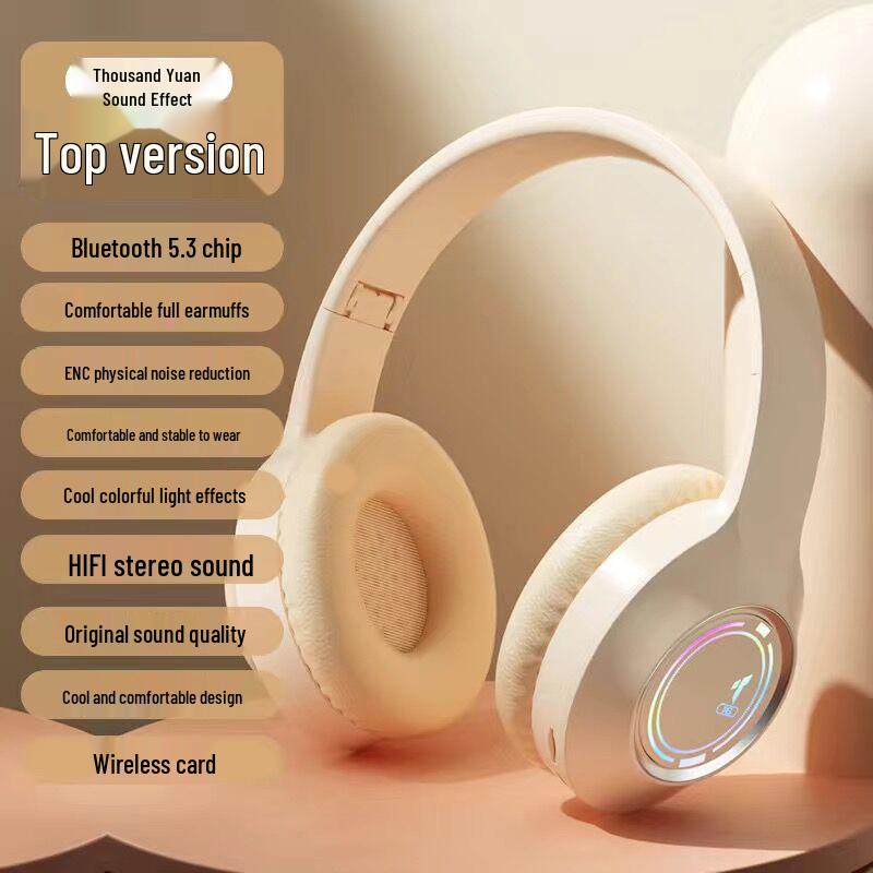 M3 Luminous Bluetooth Foldable Gaming Headphones: Over-ear, High-Value, Universal, with Music Card Slot.