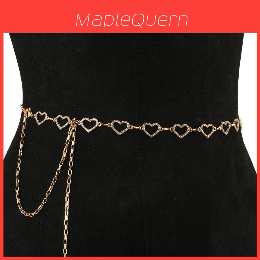Water Drilled Heart Shape Metal Waist Belt For Women Men Elegant Summer Accessory