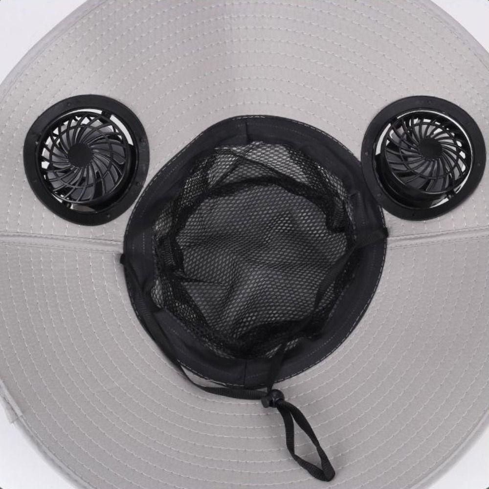 Dual Fan Solar Fan Hat 3 Speeds Fishing Bucket Hat Convenient Summer Fan Visor Cap  Sport