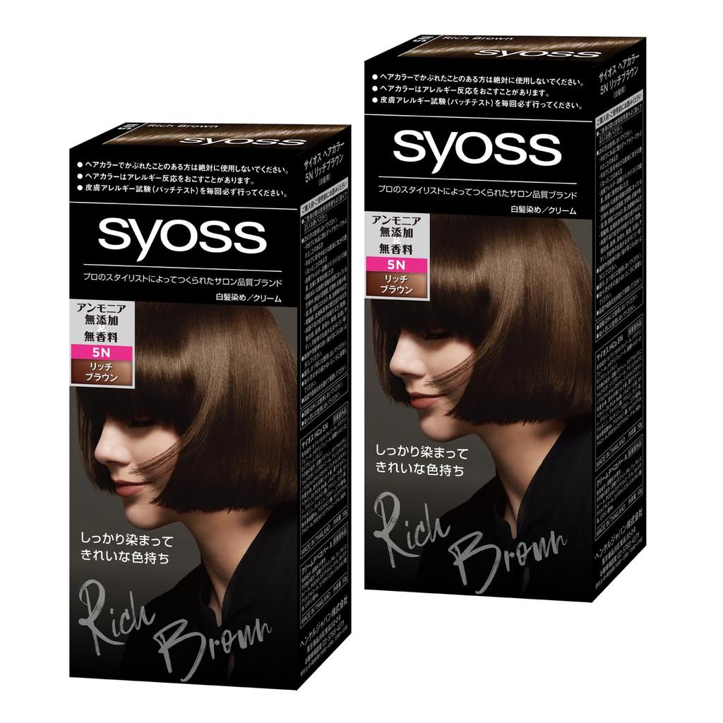 Syoss Hair Color Cream 5N Rich Brown Bottles Gray Hair [Quasi-drug] (2 + Bonus) [Salon-Quality Dye]