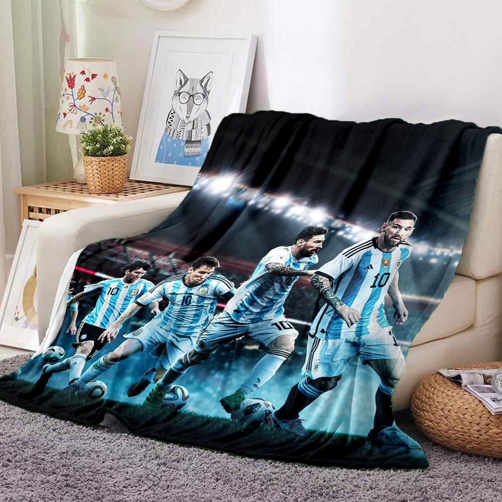 1Pc Argentina Soccer Stars Flannel Blanket, Soft And Comfortable, Casual Warm, Camping Travel, Christmas, Halloween Xmas Gift L1135