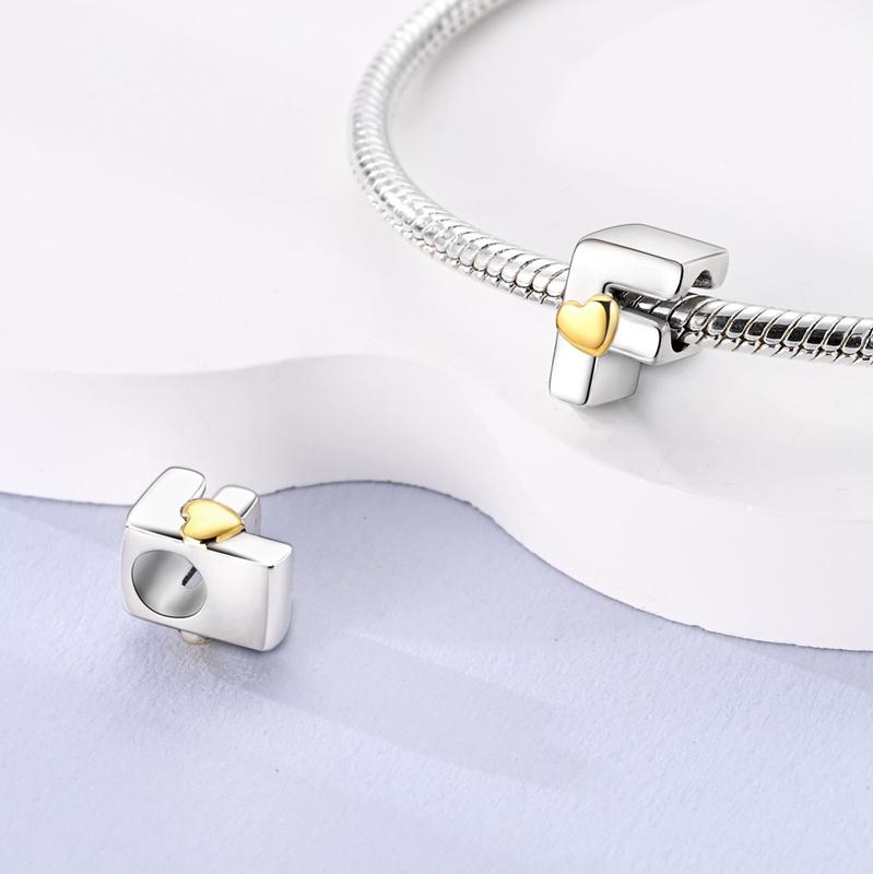 Copper Charms Love Alphabet A-Z Beads Pendant Dangle Fit Original Bangle Charm Bracelet Diy Jewelry Gift For Women