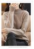 Women's 100% Pure Wool Hollowed Cable Knit Sweater, Half-High Neck, Drop Shoulder Pullover, Casual Versatile Knitwear