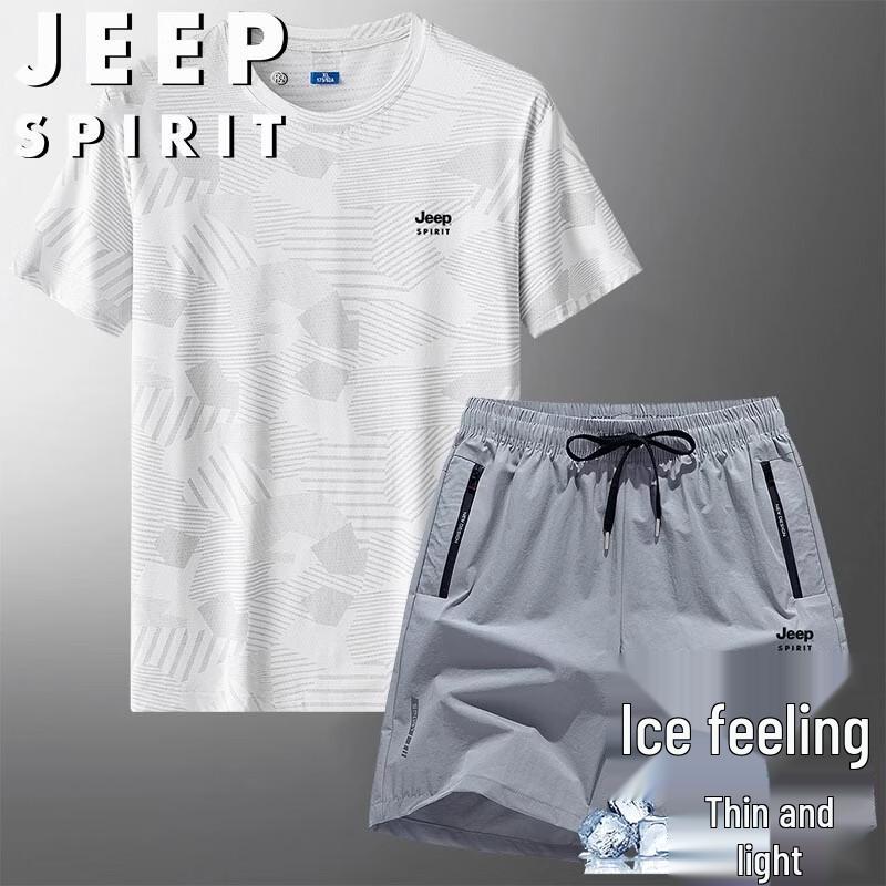 

JEEP SPIRIT Men s Ice-Feel Breathable Summer Sport Set 4XL