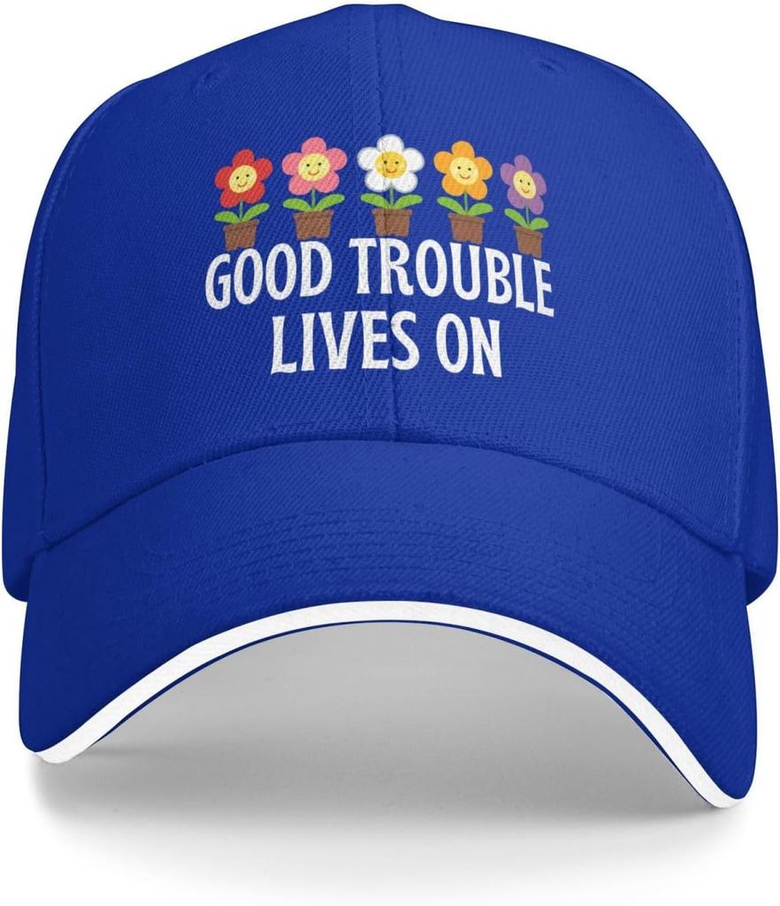 Cute Smiley Flowers Potted Plants Baseball Cap Polyester Adjustable Trucker Hat for Adults