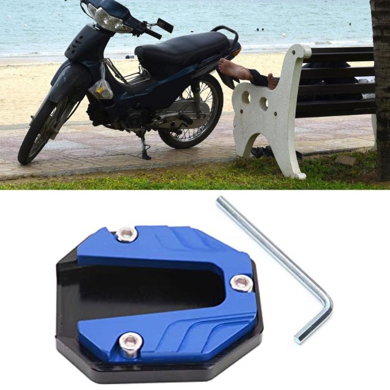 Bike Side Stand Pad for Outdoor Parking, Aluminum Support Plate with Textured Center for Grass