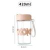 420ml Portable Straw Glass Cup with Lanyard