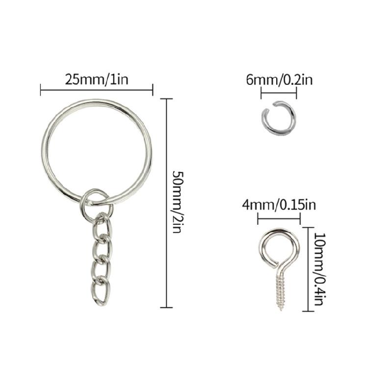 Metall-Schlüsselring-Ring 100 Offene Biegeringe 100 Schraubösen Split-Schlüsselring