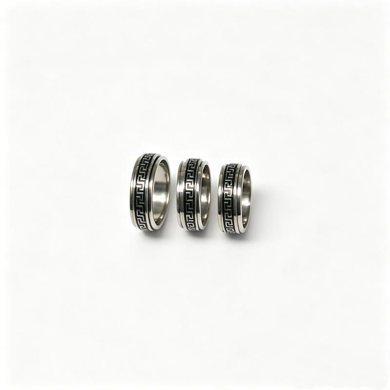 Drehbarer Edelstahlring mit Chinesische Mauer Muster - Stilvoller und Langlebiger Titan Finger Schmuck