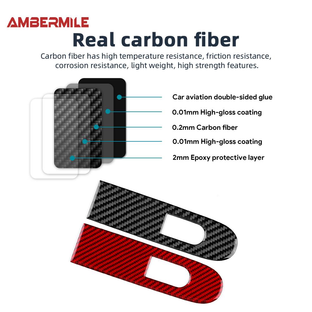 AMBERMILE for Mini Cooper S F65 2024 2025 Car Door Window Lift Switch Frame Interior Soft Carbon Fiber Sticker Panel LHD RHD pwaxk99