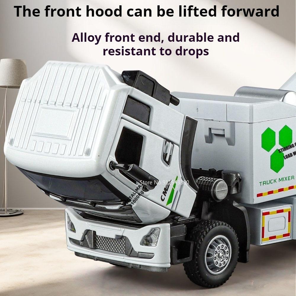 1:32 Scale Mixer Truck Sweeping Car Model Toy Alloy Diecast High Simulation Sound Light Models Children's Engineering Toys Cars