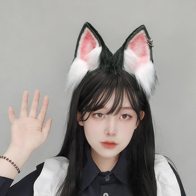 Handmade Simulation Sweet Cool Yk Animal Ears Headband Accessories Internet Celebrity Live Show Props Husky Dog Ears Headgear