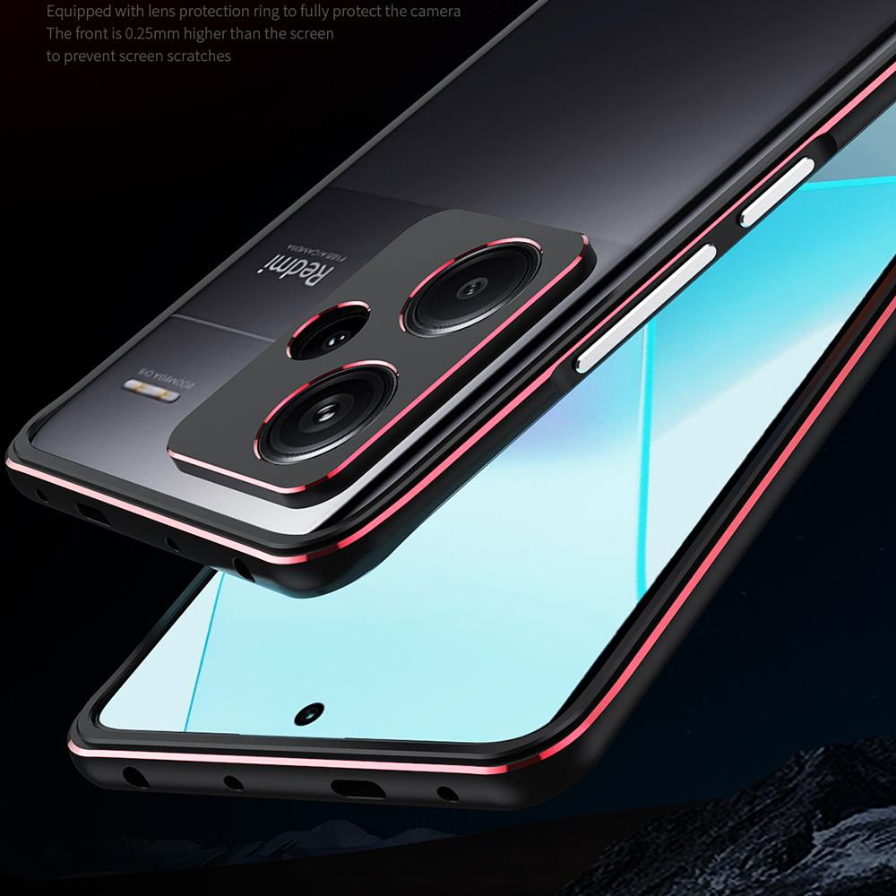 For Xiaomi Redmi Note 13 Pro+ Bumper Case Metal Frame Bumper Cover with Camera Lens Guard