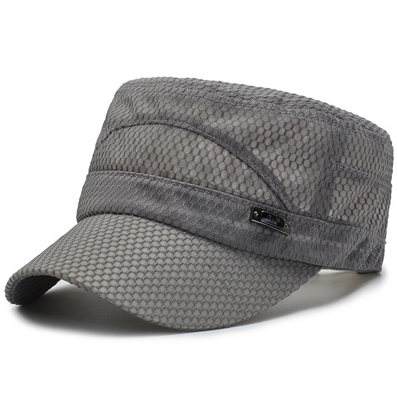 Breathable Mesh Sunscreen Flat Top Hat for Middle-Aged and Elderly Men - Casual Outdoor Cap.