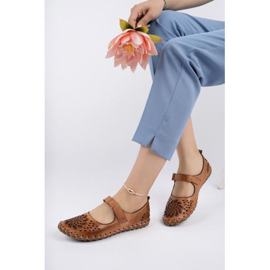 Shoes and Sandals Mostra Padded Thermo Sole Genuine Leather Glazed Women's Leather Casual Shoes