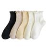 5/10 Pairs Comfortable Casual and Versatile Women's Mid Calf Socks for Spring and Summer Solid Color Lace Trimmed Socks Breathable Cotton Socks