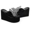 Fashion Spring Autumn New Luxury Bow Women's Slippers 11cm High Heels Fashion Outerwear White Casual Beach Sandals Summer Women's Shoes