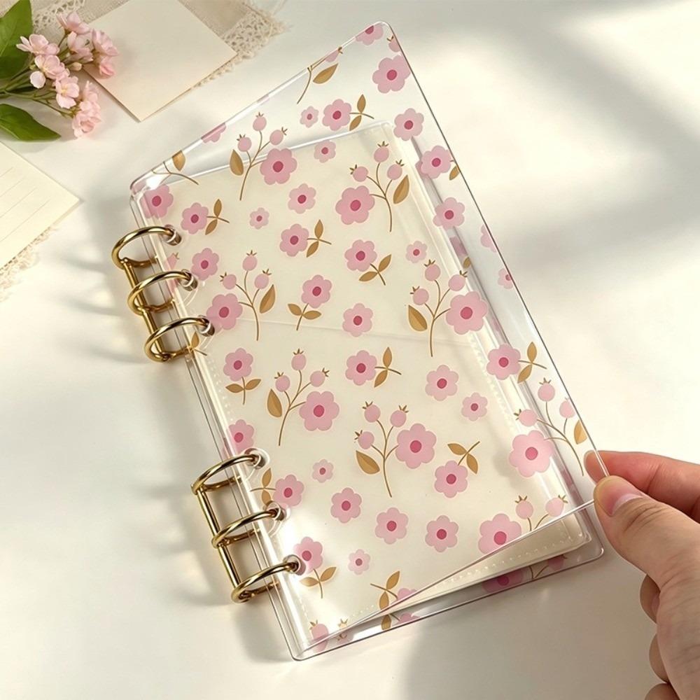 Floral Print Loose Leaf Notebook Transparent Handmade Scrapbook  School Office Supplies