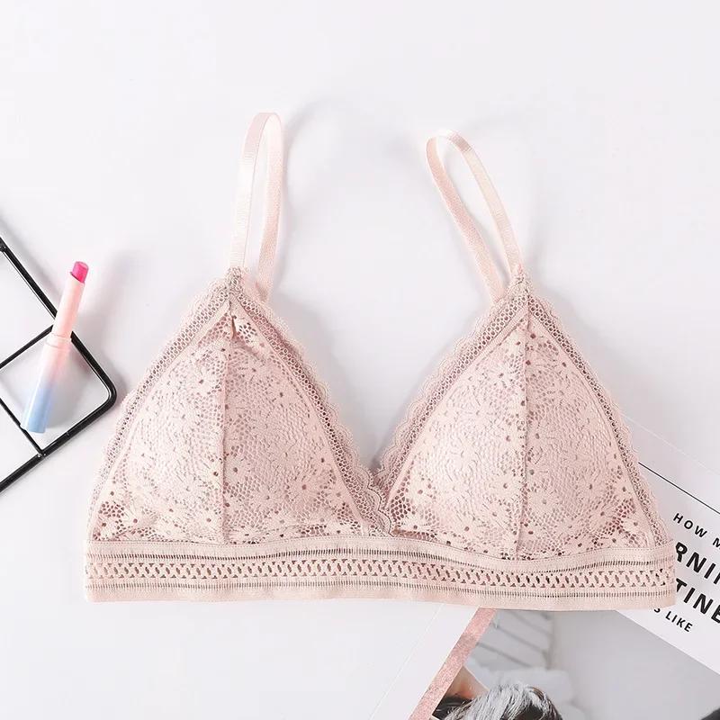 Sexy Floral Lace Bra Top for Women Push Up Female Lingerie Breathable Bralette Removable Pad Thin Fashion New Wireless Bras