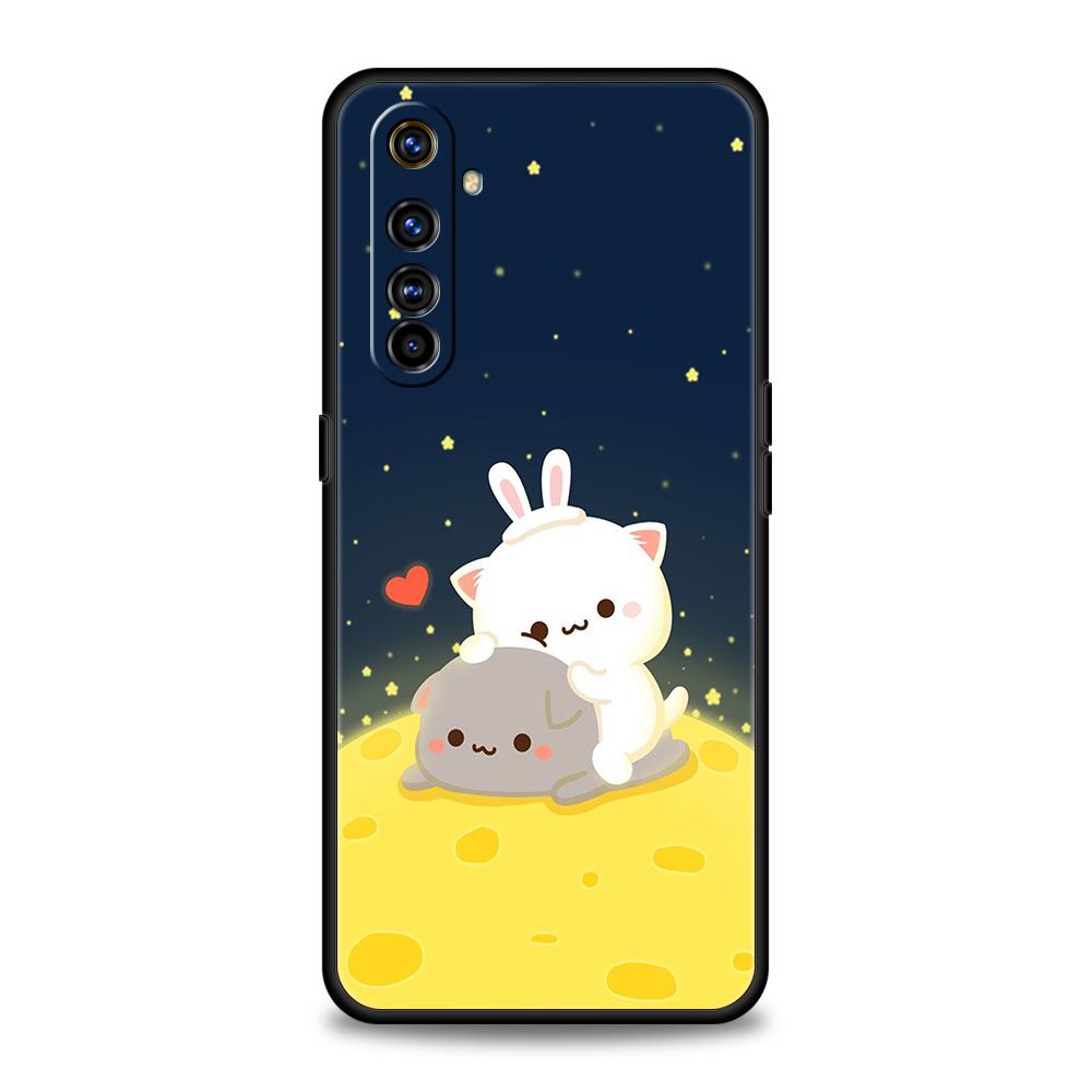Peach And Goma Cat Phone Case for Realme 8 9 Pro Plus 8i 9i 6 7 GT2 C21 C25 C3 C11 11 Pro 5G Plus Shockproof Silicone Shell Bags