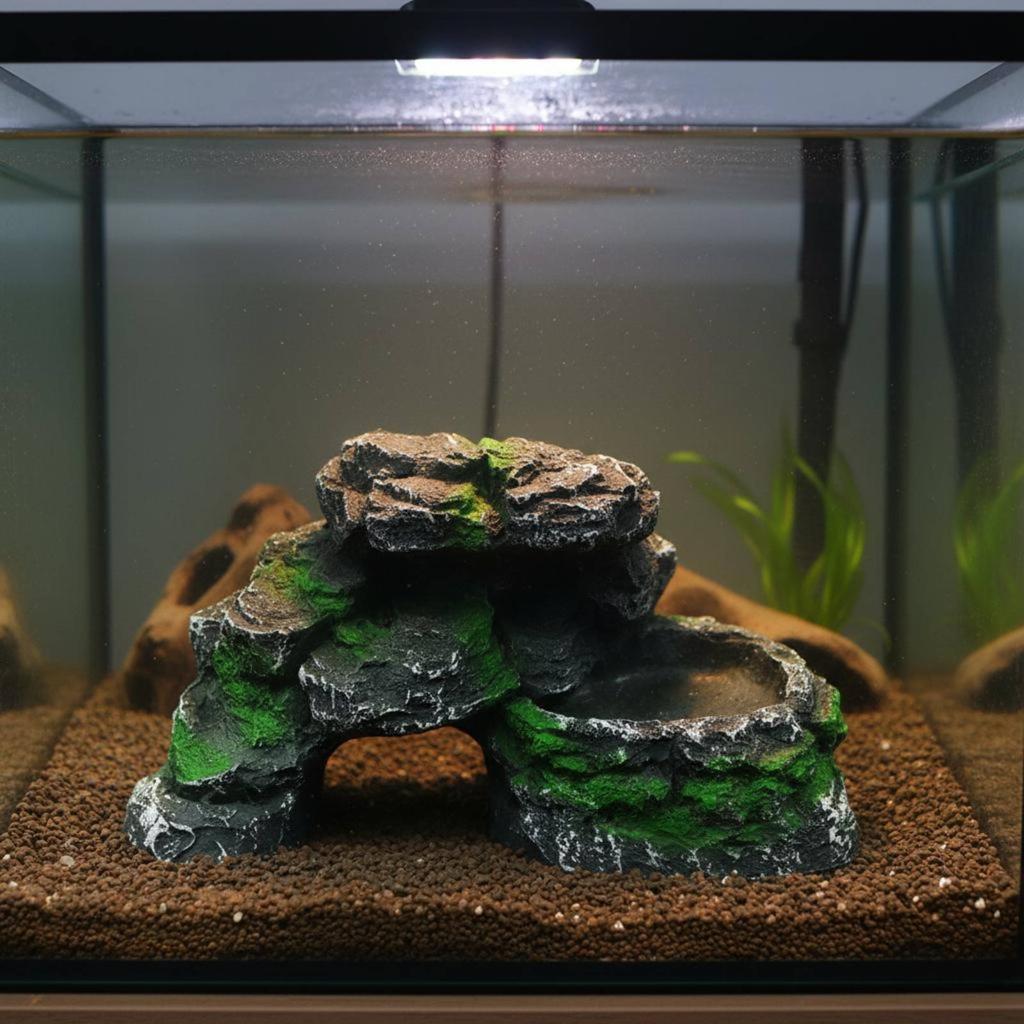 Turtle Basking Platform Resin Craft Turtle Sunning Dock Rock Hideout Cave Multi-Level Design Pet Habitat Decor