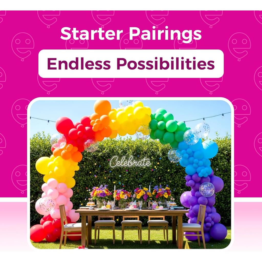 100Pcs 12 Inch Rainbow Assorted Latex Balloons Bright Color Round Balloons for Birthday Wedding Bridal Shower Party Decorations
