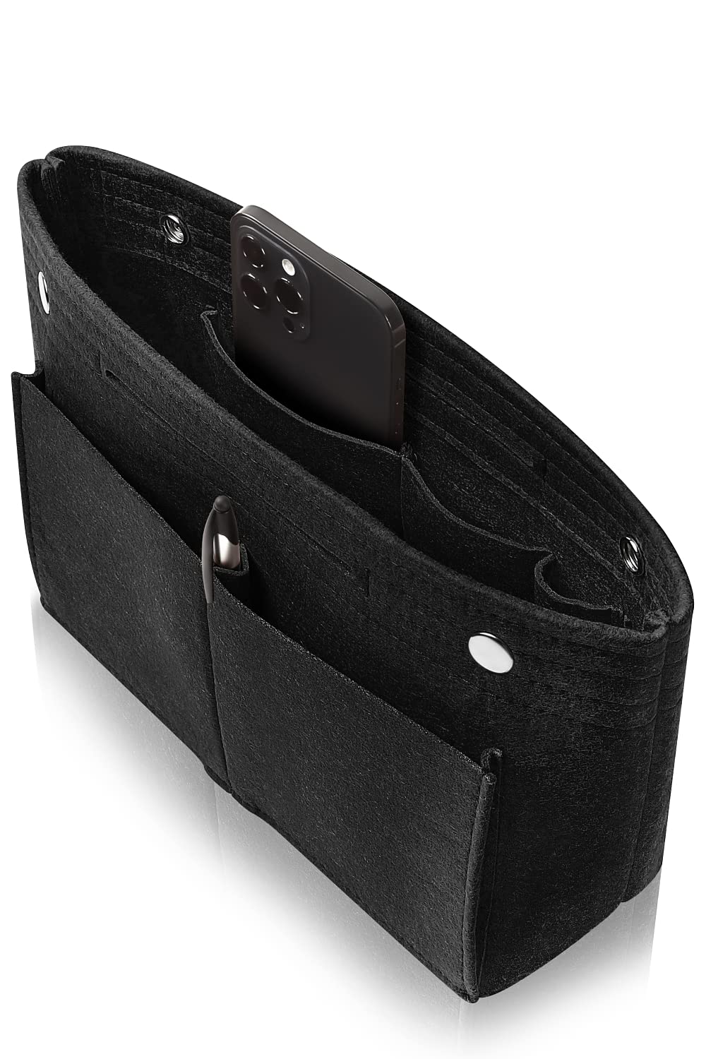 

VILAU Легкая фетровая сумка-тоут с черной женской панелью на дне, чёрный