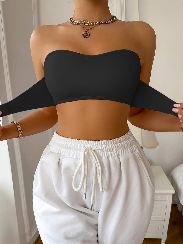 Seamless Strapless Bandeau Bra for Women, Invisible Push-Up Wireless Bra, Comfort Bralette Tube Top