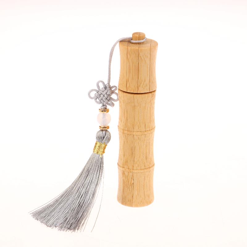 Refillable DIY Perfume Lipgloss Manual Container with Tassel 10ml Bamboo Roll-On Bottle with Steel Roller Ball Empty Tube